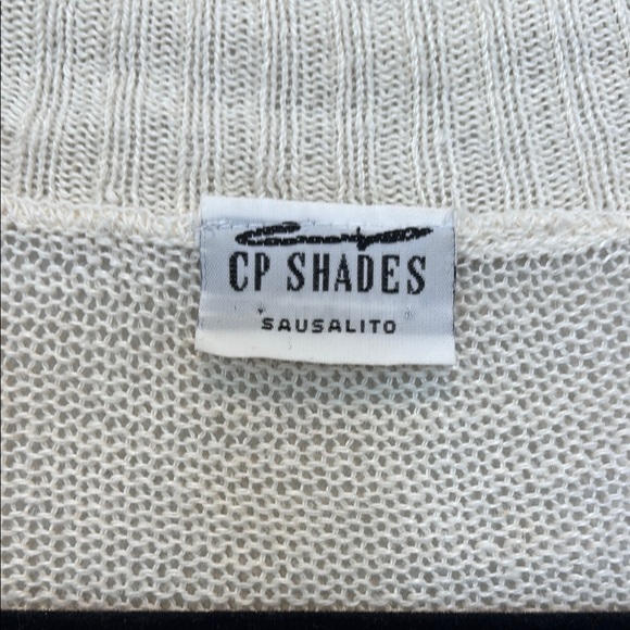 CP Shades Cream LinenV-Neck Sweater Lightweight Knit Relaxed Fit - Picture 2 of 4